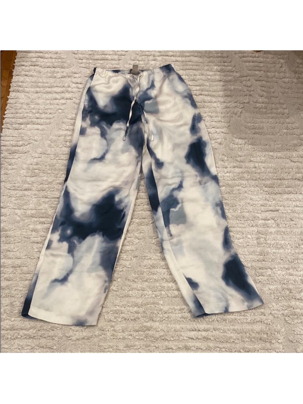 H&M Satin Blue Tie-Dye Pants Sz Xs